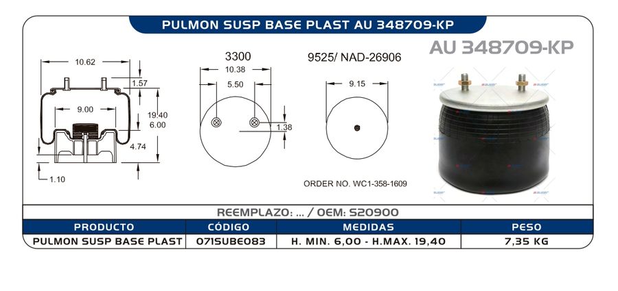 Pulmón de Suspensión C.A.R.S. AU 348709-KP