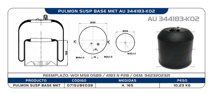Pulmón de Suspensión C.A.R.S. AU 344183-K02